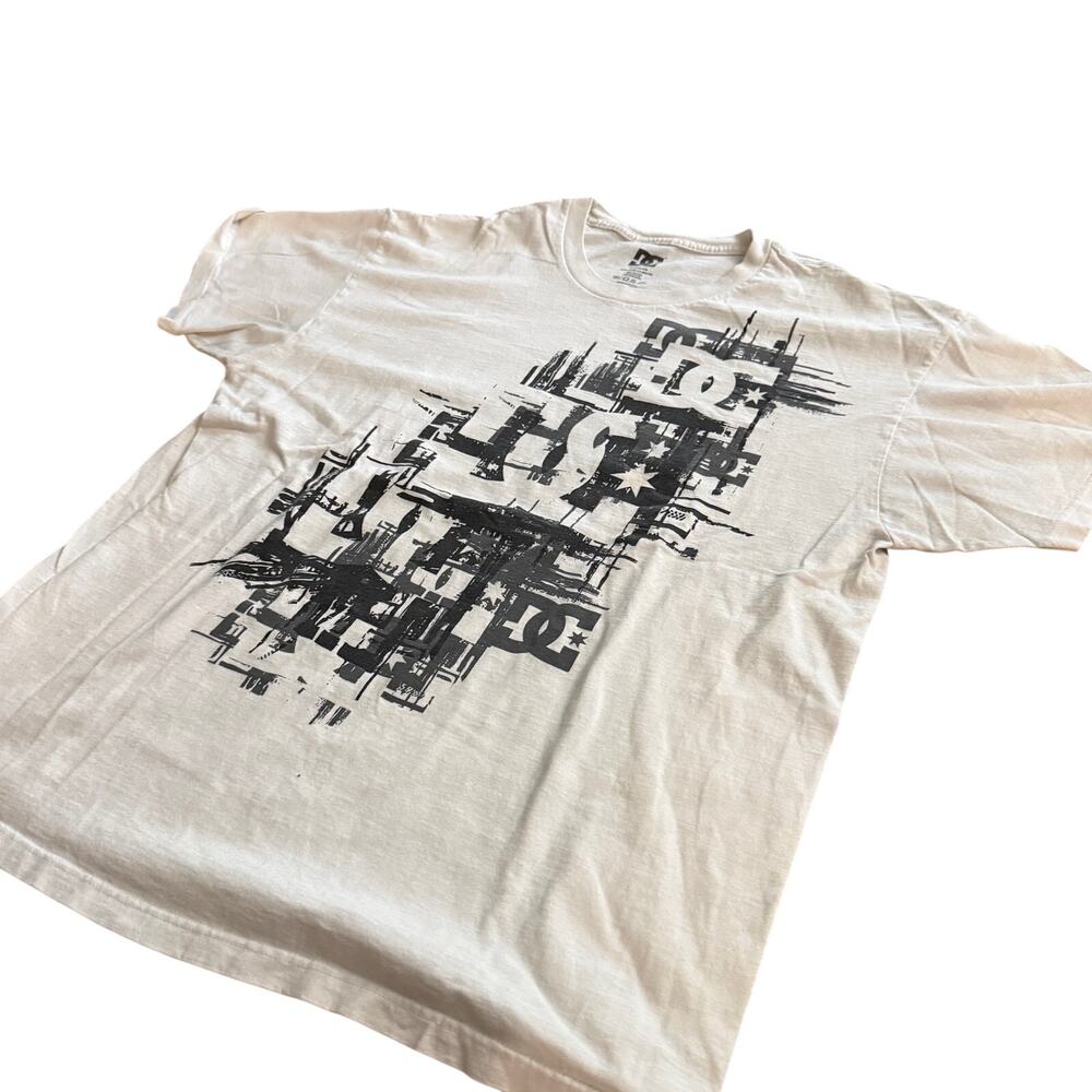 DC Shoes White Black Abstract Logo Graphic T-Shirt XL Skate Y2K